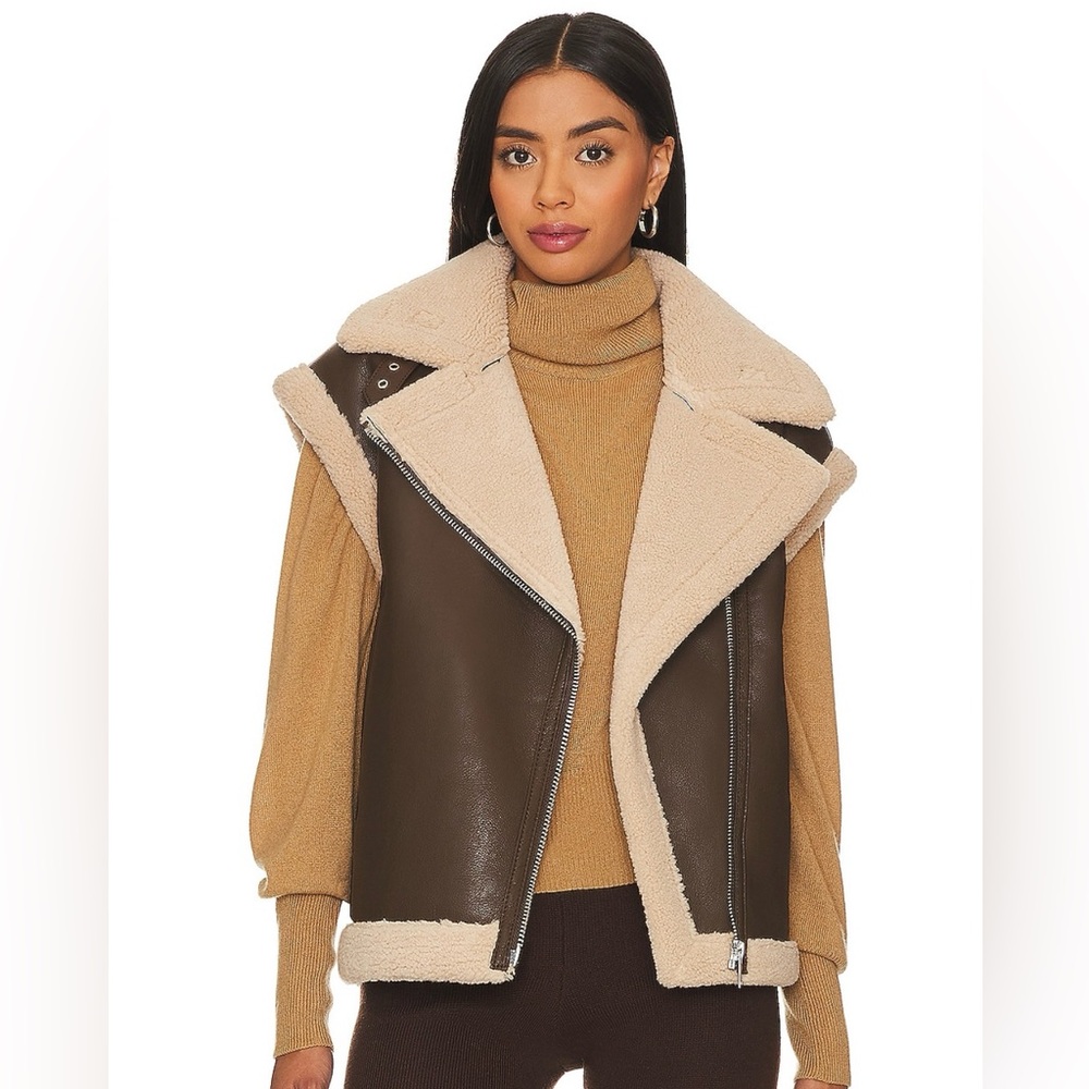 Xander faux leather vest in coco